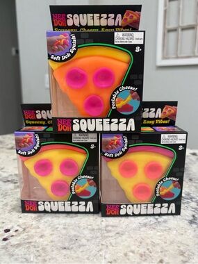 Nee Doh Squeeza Pizza Slice Soft Doh Squishy - Yellow & Pink (one pc) random